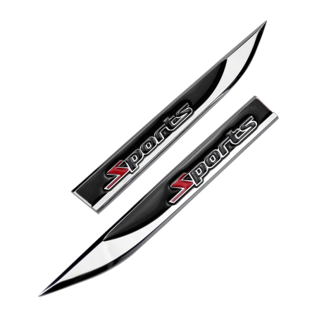 Tuning - Set 2 embleme auto metalice SPORTS, reliefate 3D, dimensiune 14.6 x 1,8 cm