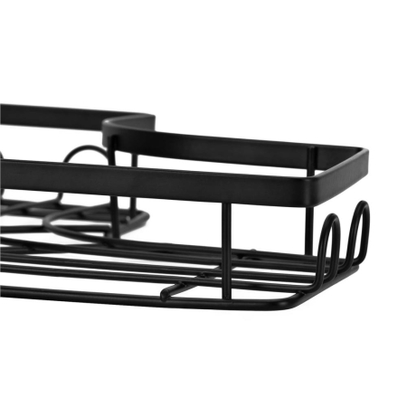 Set 2 polite de colt pentru dus, metalice cu montaj autoadeziv, inox, negru [12]