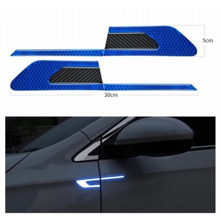 Tuning - Set 2 stickere reflectorizante BUMERANG cu insertie Carbon 5D, culoare Albastra