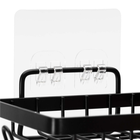 Set 5 polite metalice pentru dus cu montaj autoadeziv, inox, negru mat [9]