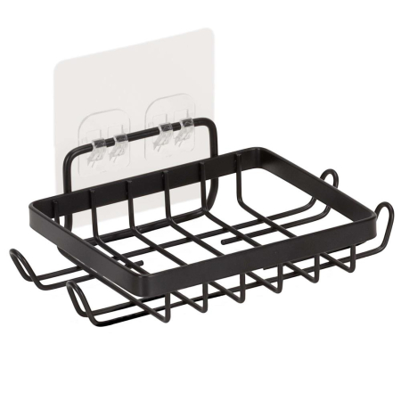 Set 5 polite metalice pentru dus cu montaj autoadeziv, inox, negru mat [18]