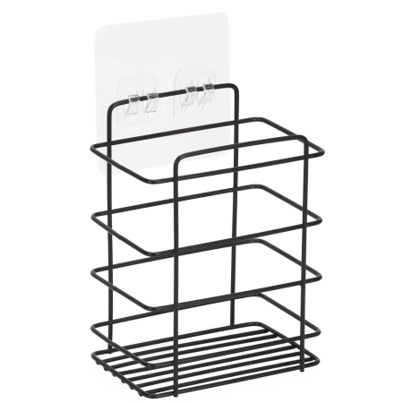 Set 5 polite metalice pentru dus cu montaj autoadeziv, inox, negru mat [16]