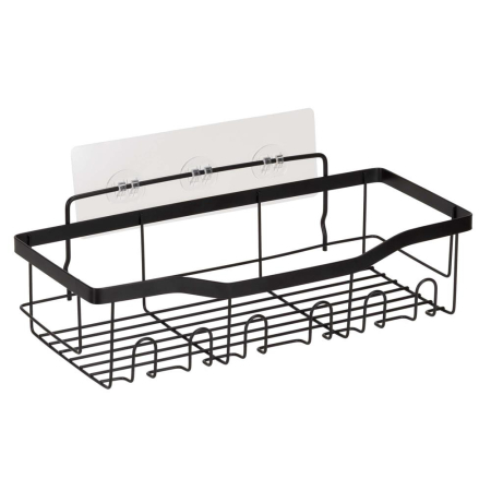 Set 5 polite metalice pentru dus cu montaj autoadeziv, inox, negru mat [15]