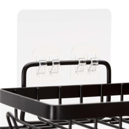Set 5 polite metalice pentru dus cu montaj autoadeziv, inox, negru mat [11]
