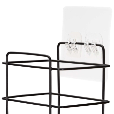 Set 5 polite metalice pentru dus cu montaj autoadeziv, inox, negru mat [10]
