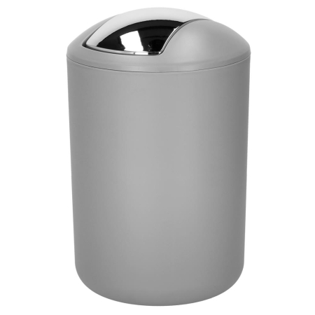 Set accesorii baie, 6 piese din plastic, cu perie WC si cos de gunoi, finisaj mat si lucios, gri argintiu [7]