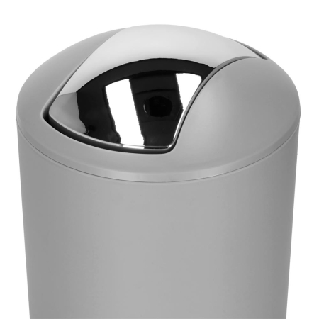 Set accesorii baie, 6 piese din plastic, cu perie WC si cos de gunoi, finisaj mat si lucios, gri argintiu [4]