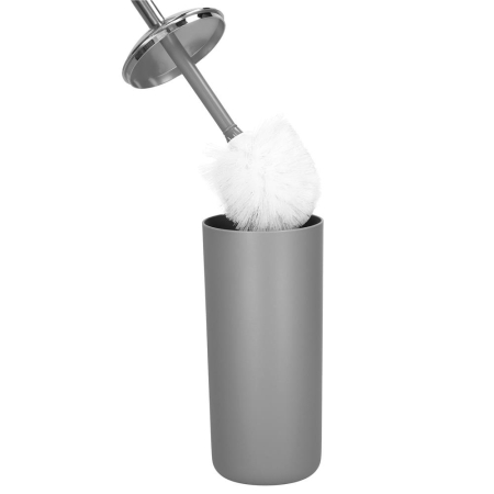 Set accesorii baie, 6 piese din plastic, cu perie WC si cos de gunoi, finisaj mat si lucios, gri argintiu [6]
