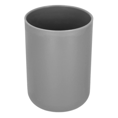 Set accesorii baie, 6 piese din plastic, cu perie WC si cos de gunoi, finisaj mat si lucios, gri argintiu [11]