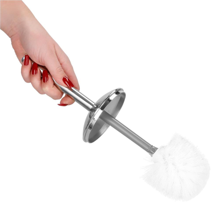 Set accesorii baie, 6 piese din plastic, cu perie WC si cos de gunoi, finisaj mat si lucios, gri argintiu [5]