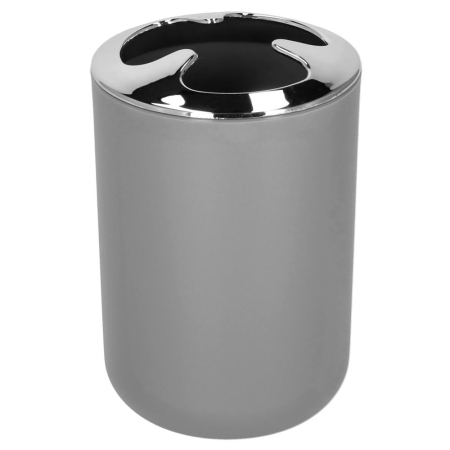 Set accesorii baie, 6 piese din plastic, cu perie WC si cos de gunoi, finisaj mat si lucios, gri argintiu [9]