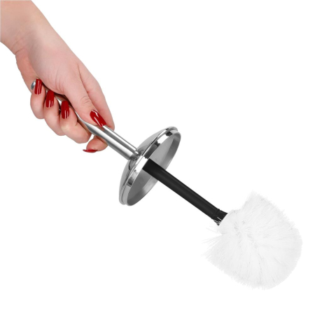 Set accesorii baie, 6 piese din plastic, cu perie WC si cos de gunoi, finisaj mat si lucios, negru argintiu [9]
