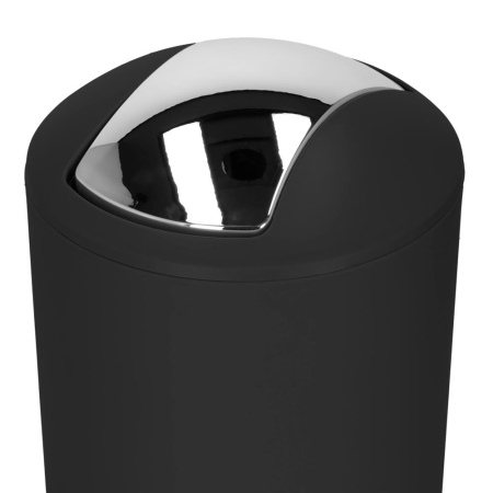 Set accesorii baie, 6 piese din plastic, cu perie WC si cos de gunoi, finisaj mat si lucios, negru argintiu [8]