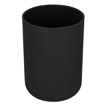 Set accesorii baie, 6 piese din plastic, cu perie WC si cos de gunoi, finisaj mat si lucios, negru argintiu [3]