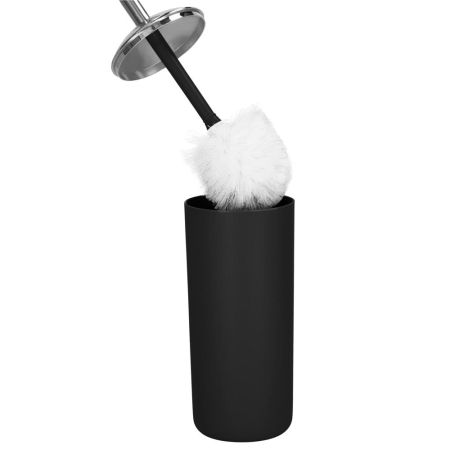 Set accesorii baie, 6 piese din plastic, cu perie WC si cos de gunoi, finisaj mat si lucios, negru argintiu [10]
