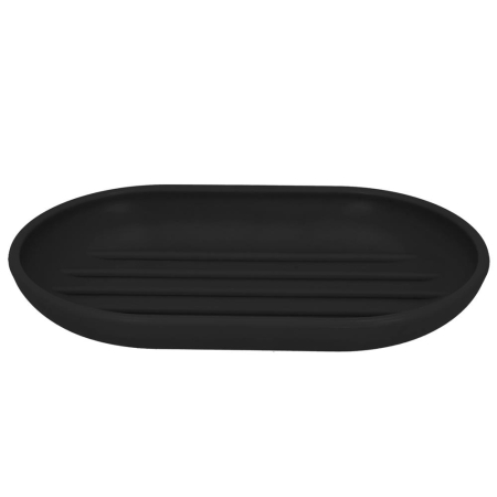 Set accesorii baie, 6 piese din plastic, cu perie WC si cos de gunoi, finisaj mat si lucios, negru argintiu [4]