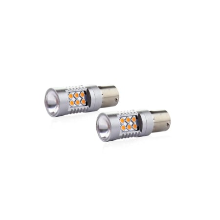 Auto & Iluminat - Set becuri auto cu LED CANBUS compatibil P21W BA15S 24 SMD 6.2W Orange 12/24V, destinat competitiilor auto sau off-road