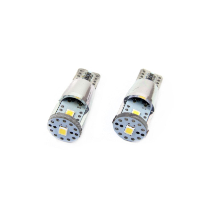 Auto & Iluminat - Set becuri auto cu LED CANBUS compatibil T10e W5W 3 SMD ALU Alb 12V/24V, destinat competitiilor auto sau off-road