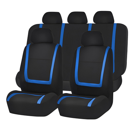 Accesorii auto - Set huse scaun auto ieftine, Universale 9 piese, model BLUE LINE - ALBASTRU