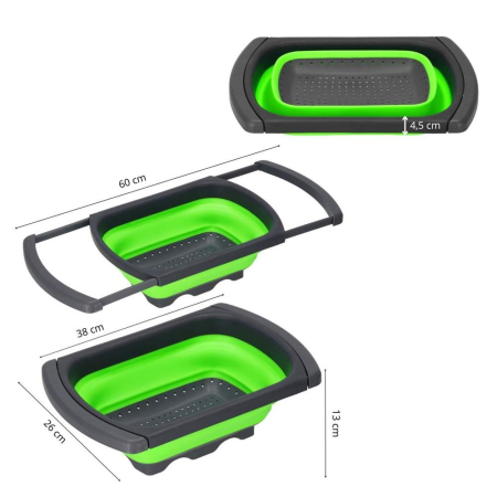 Strecuratoare pliabila pentru chiuveta, din plastic si silicon, brate extensibile, lungime 38-60cm [19]