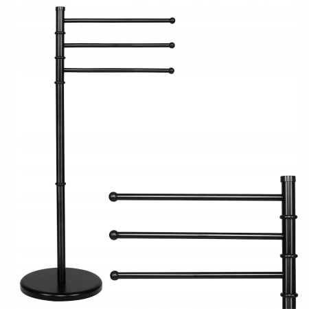 Suport cuier pentru prosoape cu 3 brate egale 32 cm, inaltime 86 cm, negru [4]