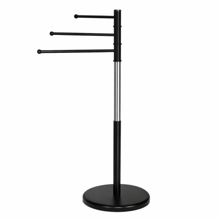 Casă - Suport cuier pentru prosoape cu 3 brate egale 32 cm, inaltime 86 cm, negru