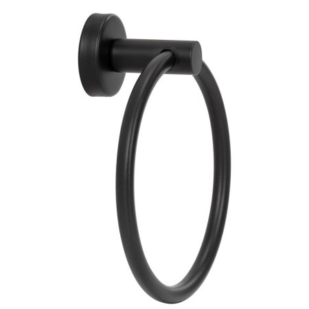 Casă - Suport metalic tip inel pentru prosop, inox cu finisaj mat, diametru 17 cm, accesorii montaj incluse, negru