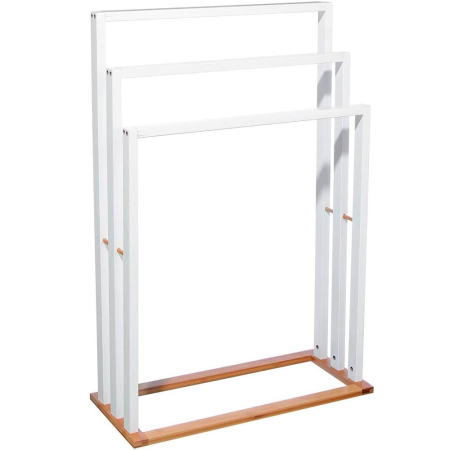 Casă - Suport prosoape 5Five Lysandre cu 3 rafturi, 55x24x82 cm, bambus alb