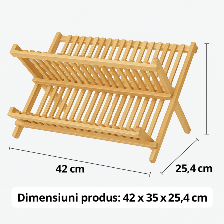 Suport vase pliabil 5Five Bambou, 42x35x25 cm, 2 niveluri, bambus natural, bej [3]