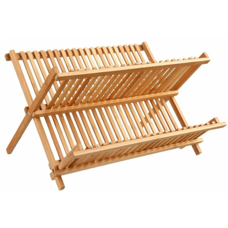 Casă - Suport vase pliabil 5Five Bambou, 42x35x25 cm, 2 niveluri, bambus natural, bej