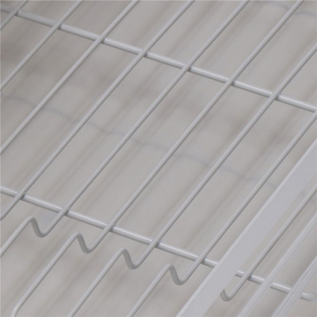 Uscator de vase cu suport tacamuri, din otel, cu tava de scurgere, manere lemn, 42x32x15cm, gri [10]