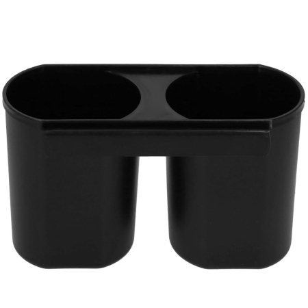 Uscator de vase cu suport tacamuri, din otel, cu tava de scurgere, manere lemn, 42x32x15cm, negru [17]