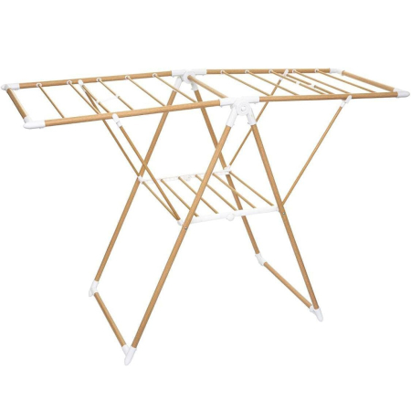 Casă - Uscator rufe 5Five Bara cu aripi laterale, efect lemn, ABS si spuma PVC, 138x51x90 cm, maro