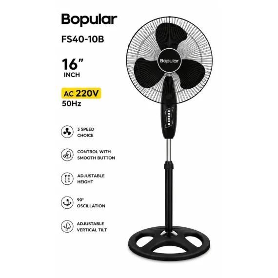 Baie - Bucatarie - Ventilator  de Podea , negru FS40-10B