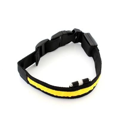 Gadgeturi electronice - Zgarda iluminata cu LED pentru caine sau pisica, culoare Galben, AVX-AG232B