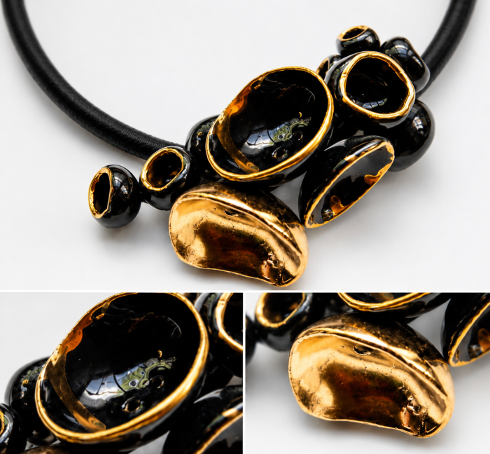 Aurum Noir – colier statement din ceramică cu aur coloidal [2]