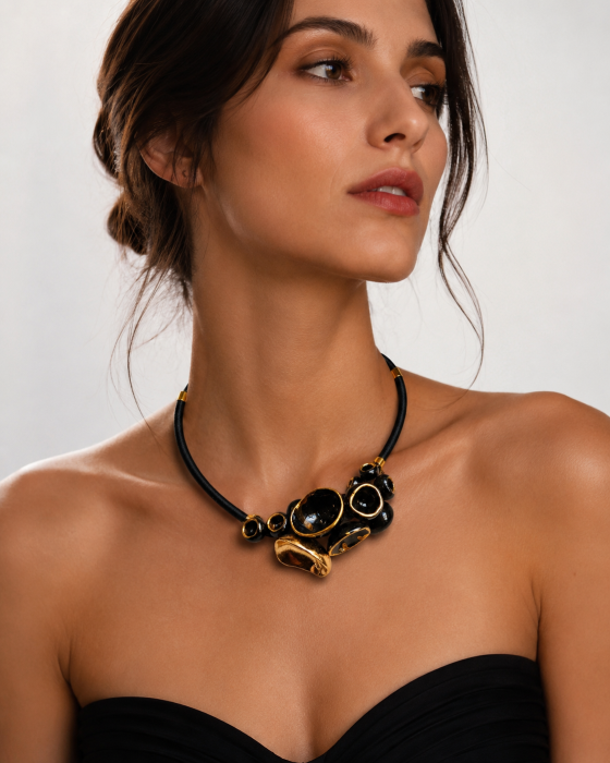 Aurum Noir – colier statement din ceramică cu aur coloidal [4]