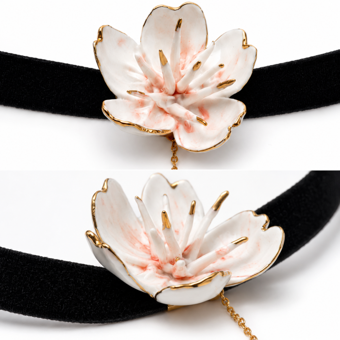 Choker Sakura Nocturnă din porțelan | Ikigai Ceramic [2]