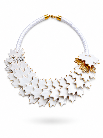 Coliere - Herbarium – colier din ceramică glazurată cu aur coloidal
