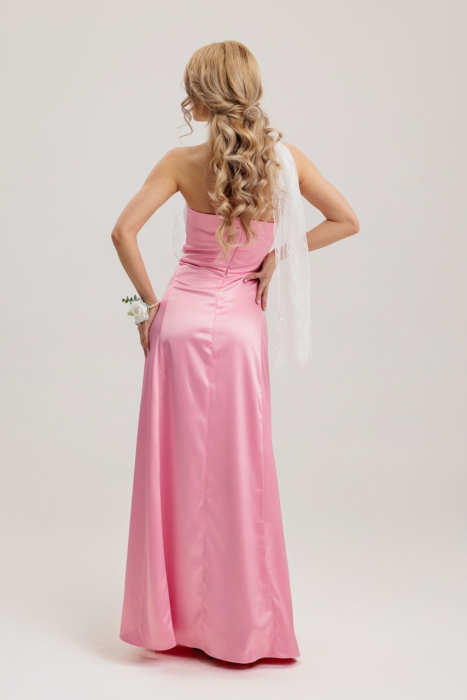rochie lunga roz cu dantela alba [2]