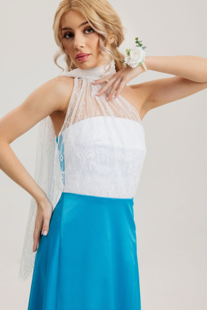 Bridesmaids - rochie lunga turcoaz