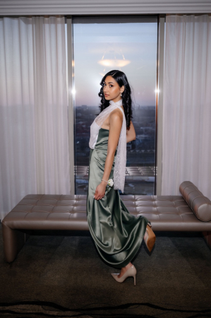 rochie lunga verde cu dantela alba [3]