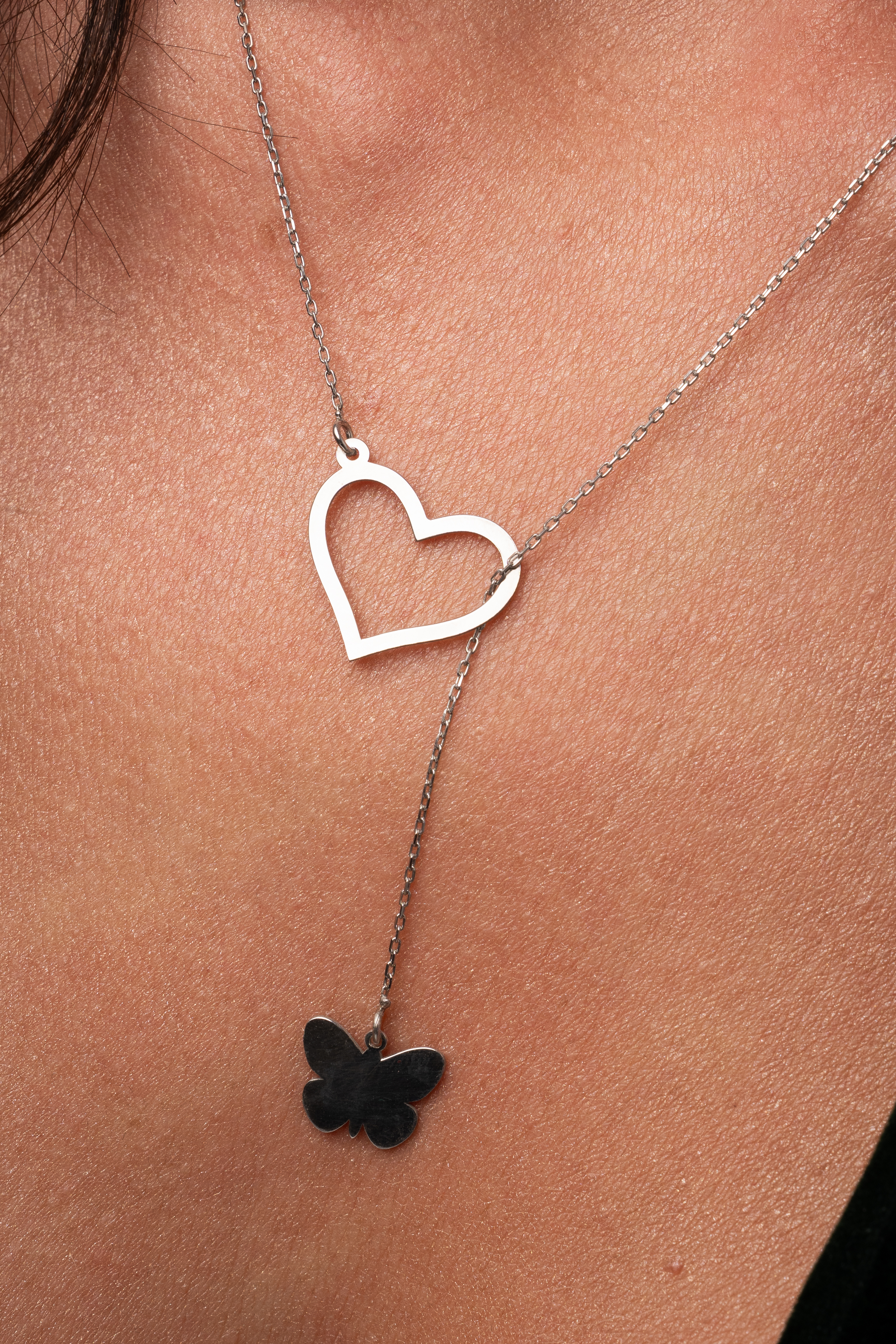 Colier Slip-On cu Pandantive Fluture si Inima [2]