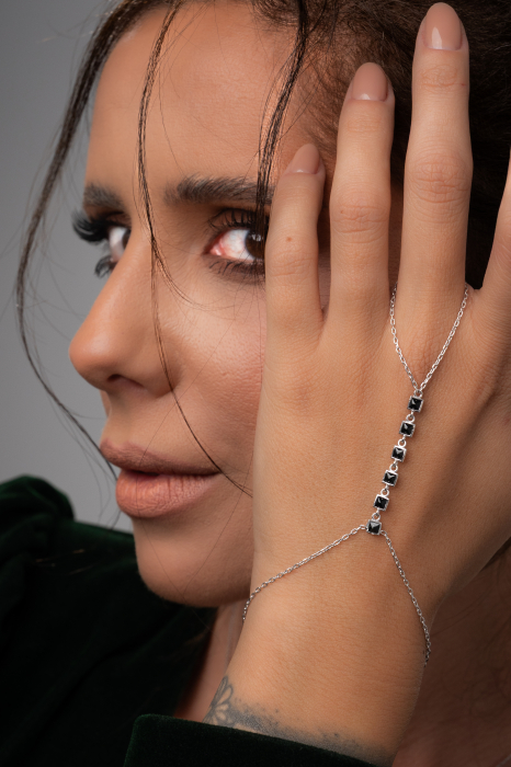 Bratara Hand Chain Obsidian [3]