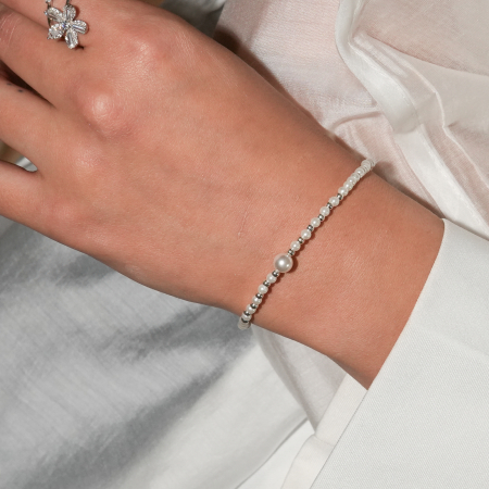 BRATARA  handmade cu perle sintetice albe [1]