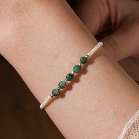 BRATARA mărgele albe și verzi handmade [0]