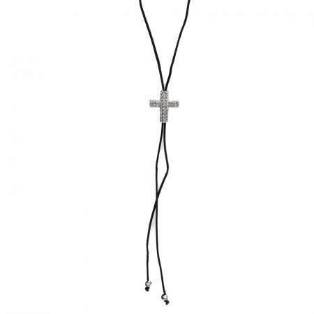 COLIER DIN SFOARA NEAGRA CU PANDANT CRUCE [1]