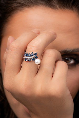 INELE REGLABILE - Inel Blue Leaf