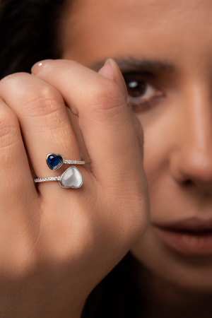 COLECTIA LADY ILSY - Inel Blue & White Heart