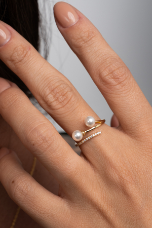 Placate cu aur 14k - Inel Perla Gold